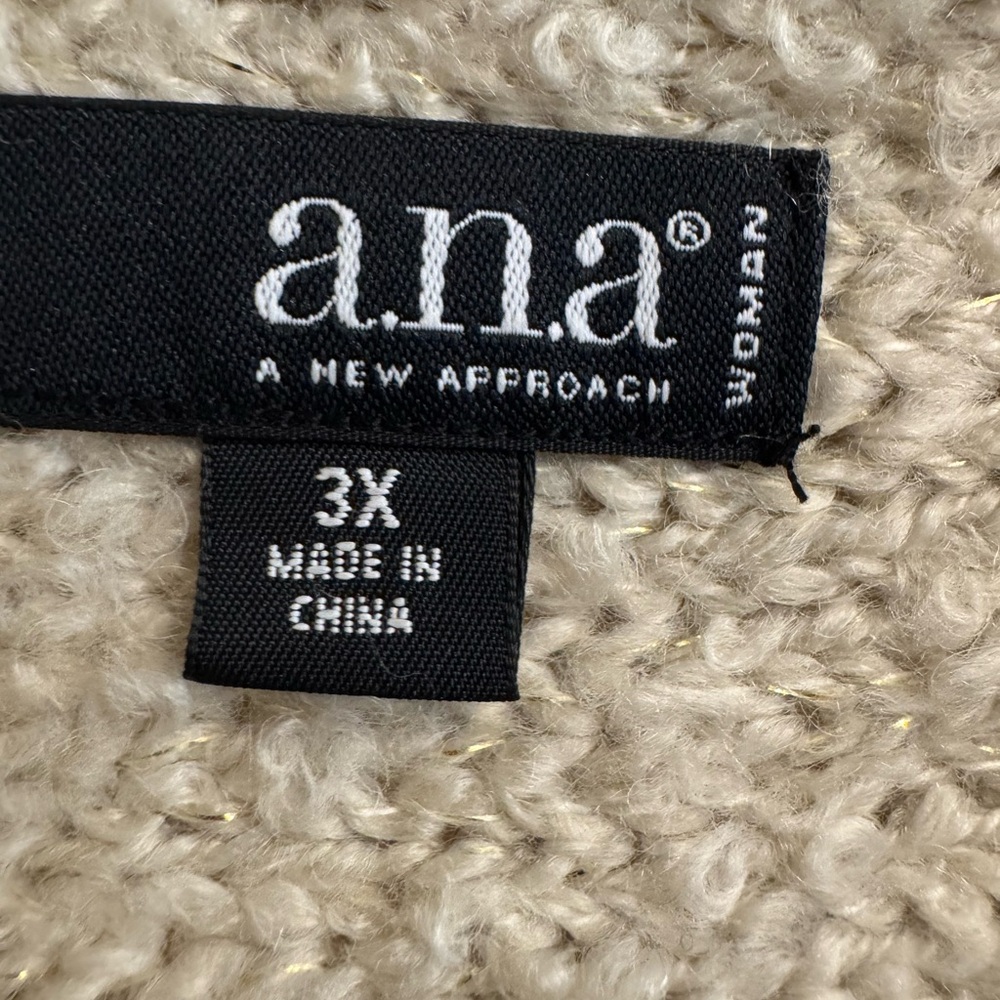 A.N.A A  Black / Cream Striped Open Front Long Sweater vest Cardigan NWT - Picture 4 of 7
